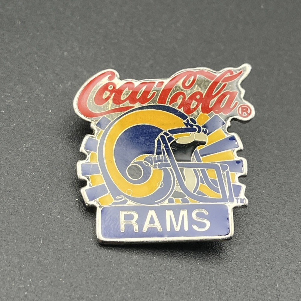 Vintage Coca-Cola Coke Los Angeles Rams Helmet NFL Football Lapel Hat Pin